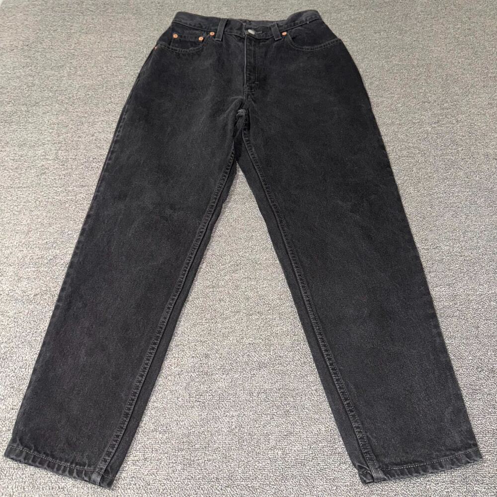 Levis 550 Relaxed Fit Tapered Leg Jeans Womens 8 Black Denim Pockets High Rise